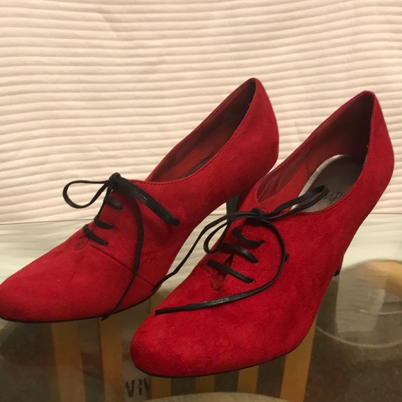 Impo Shoes - Red suede lace ups heels